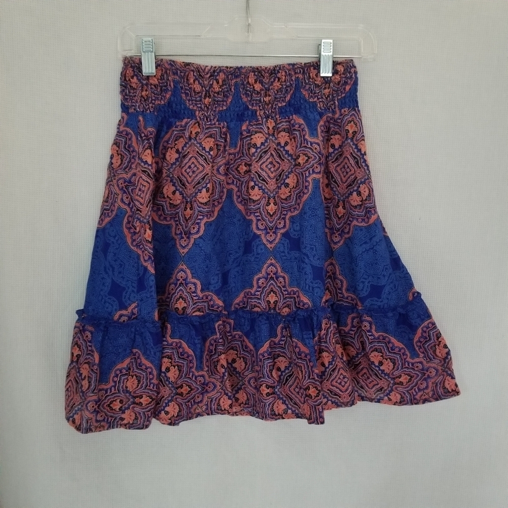 Old Navy Orange and Blue Flair Skirt B6